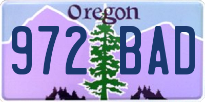 OR license plate 972BAD
