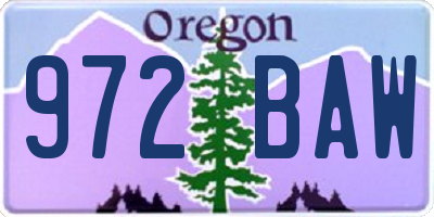 OR license plate 972BAW