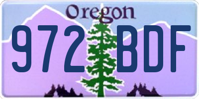 OR license plate 972BDF