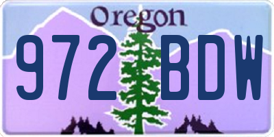 OR license plate 972BDW