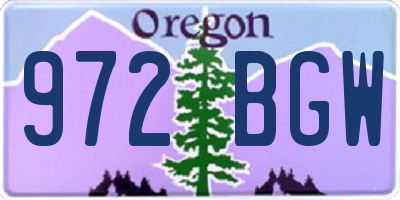 OR license plate 972BGW