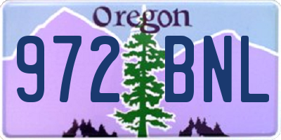 OR license plate 972BNL