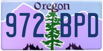 OR license plate 972BPD
