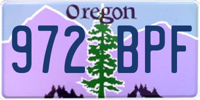 OR license plate 972BPF