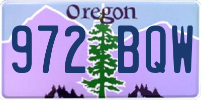 OR license plate 972BQW
