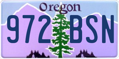 OR license plate 972BSN