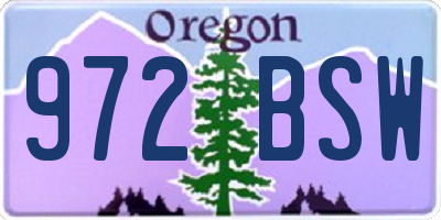 OR license plate 972BSW