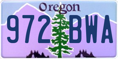 OR license plate 972BWA