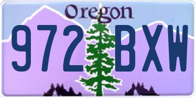 OR license plate 972BXW