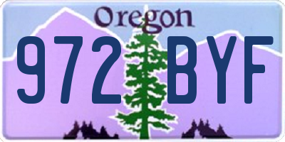 OR license plate 972BYF