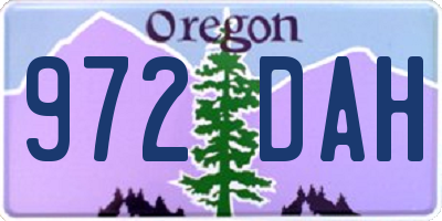 OR license plate 972DAH