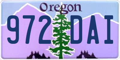 OR license plate 972DAI