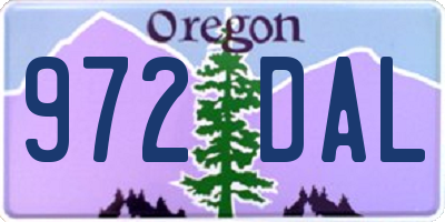OR license plate 972DAL