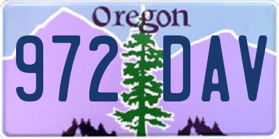 OR license plate 972DAV