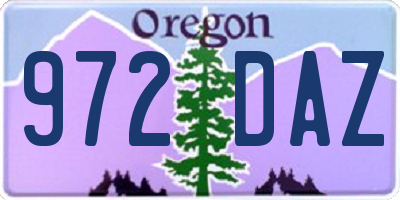 OR license plate 972DAZ
