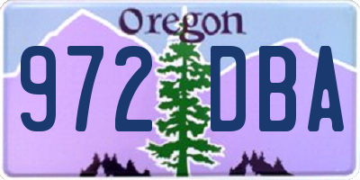 OR license plate 972DBA