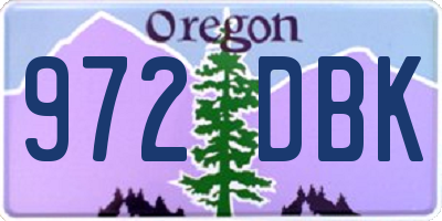 OR license plate 972DBK