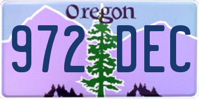 OR license plate 972DEC
