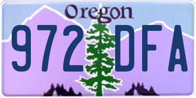 OR license plate 972DFA