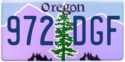 OR license plate 972DGF