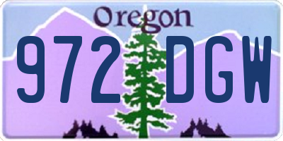 OR license plate 972DGW