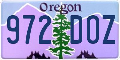 OR license plate 972DOZ