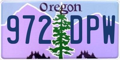 OR license plate 972DPW