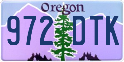 OR license plate 972DTK
