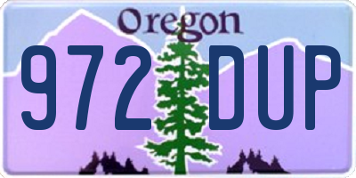 OR license plate 972DUP