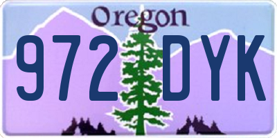 OR license plate 972DYK