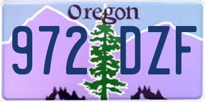 OR license plate 972DZF