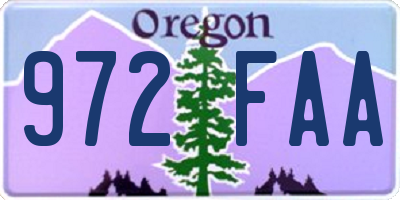 OR license plate 972FAA