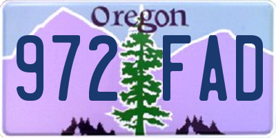 OR license plate 972FAD