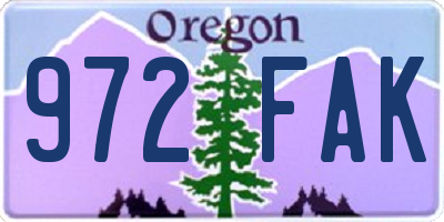 OR license plate 972FAK