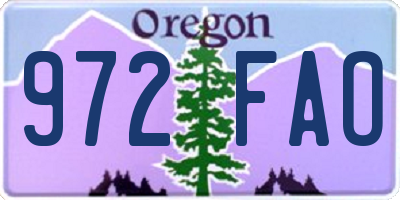 OR license plate 972FAO