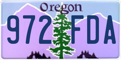 OR license plate 972FDA