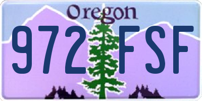OR license plate 972FSF
