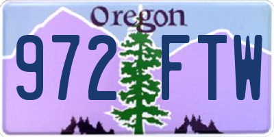 OR license plate 972FTW