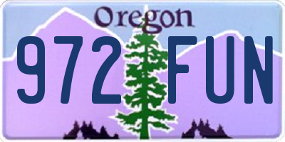 OR license plate 972FUN