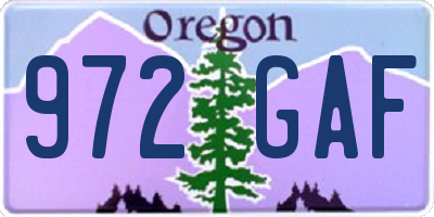 OR license plate 972GAF