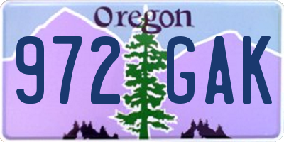 OR license plate 972GAK