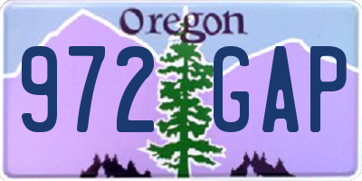 OR license plate 972GAP
