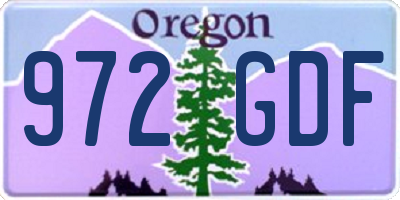 OR license plate 972GDF
