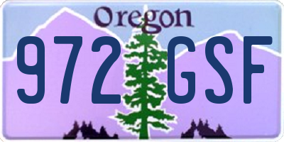OR license plate 972GSF