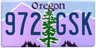 OR license plate 972GSK