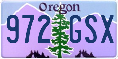 OR license plate 972GSX