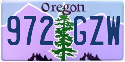 OR license plate 972GZW