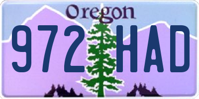 OR license plate 972HAD