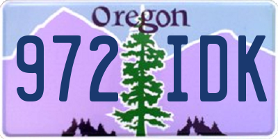 OR license plate 972IDK
