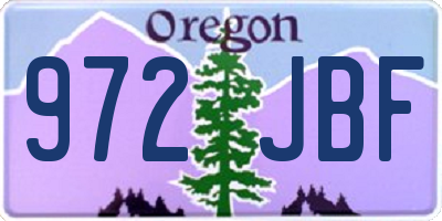 OR license plate 972JBF